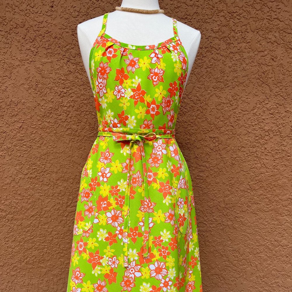 Vintage Lilly Pulitzer Green Floral Backless wrap dress